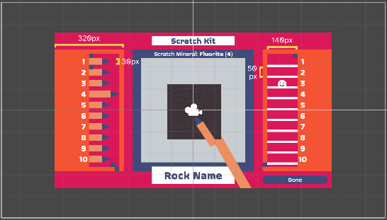 A more formalized version of the mockup, made with computer graphics. It has been implemented into Unity.